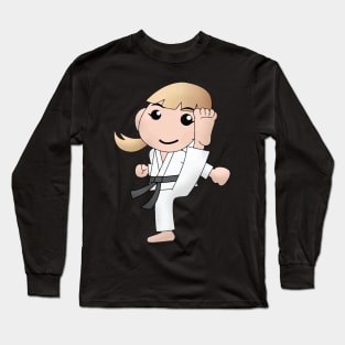 Karate Girl Kick Kawaii Cute Anime Cartoon Character Long Sleeve T-Shirt